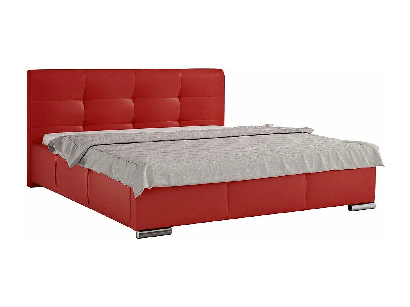 Cama Baltimore 108, Casal, Vermelho, Eco couro, Estrados de cama