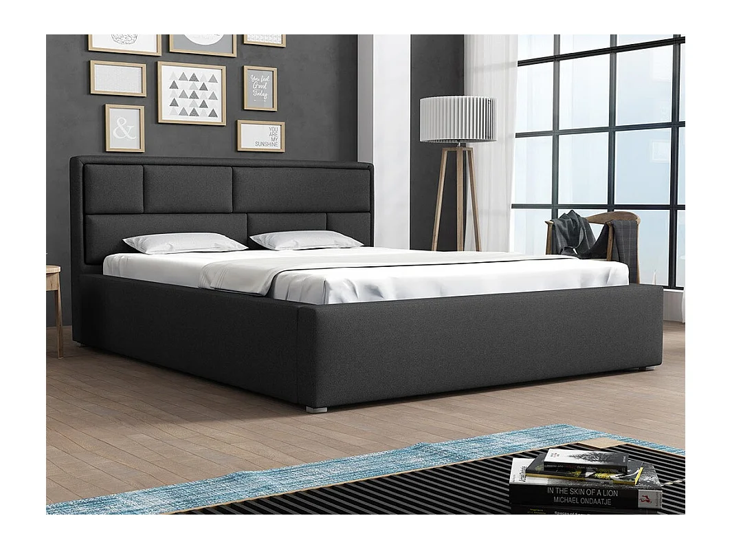 Letto Pomona 105, Doppio, Nero, 180x200, Arazzo, Con, 200x223x93cm