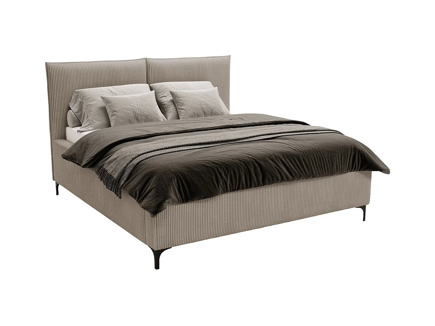 Cama Clovis 113, Doble, De color marrón claro, 160x200, Tapiz, Somieres, 180x214x108cm