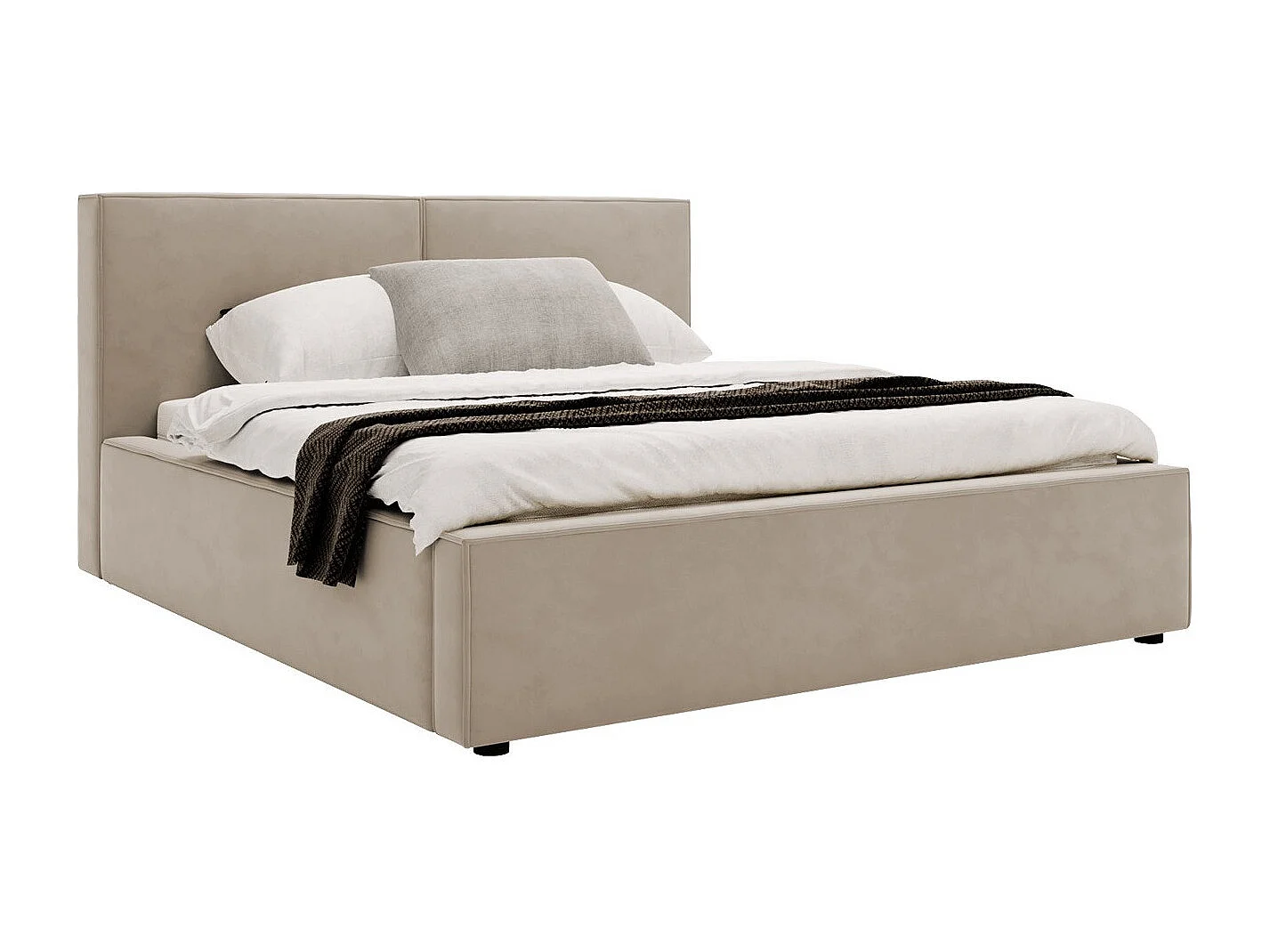 Cama TrendyNest 117, Doble, De color marrón claro, 180x200, Tapiz, Somieres, 200x223x98cm