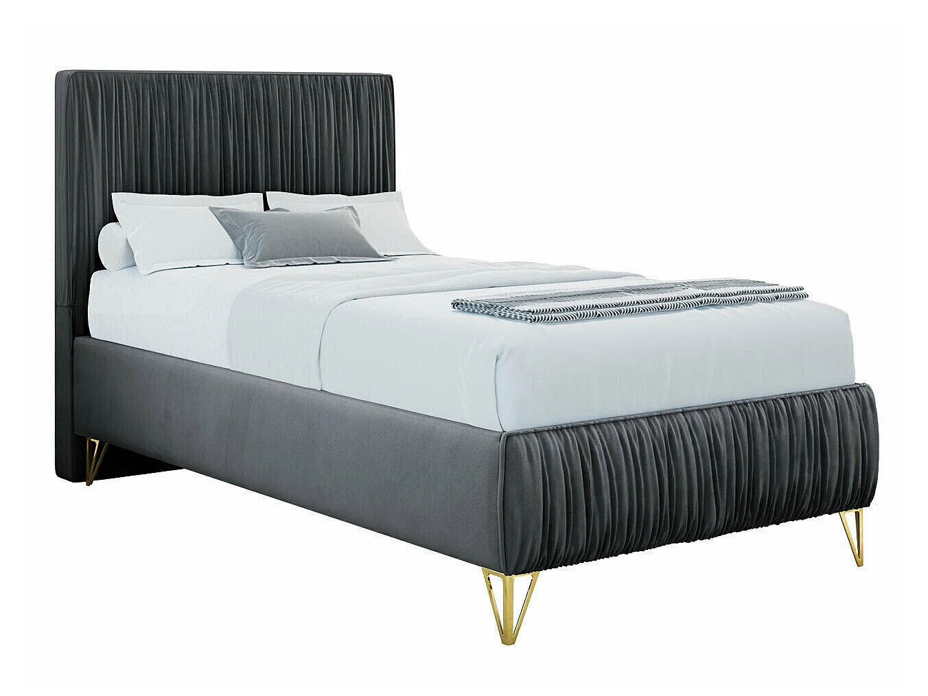 Cama Logan 112, Individuales, Gris oscuro, Tapiz, Somieres, 9x21x12cm