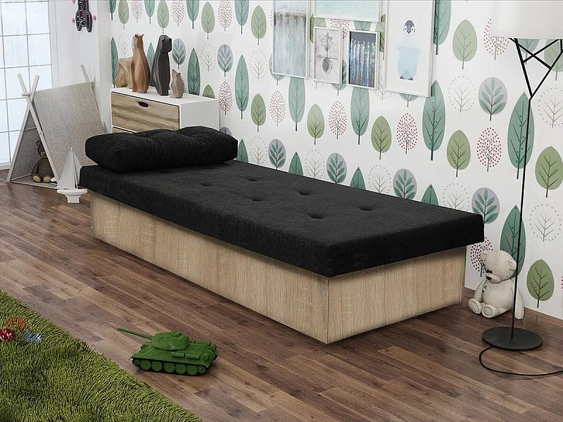 Cama Dover 100, Individuales, Negro, 80x190, 80x190x39cm