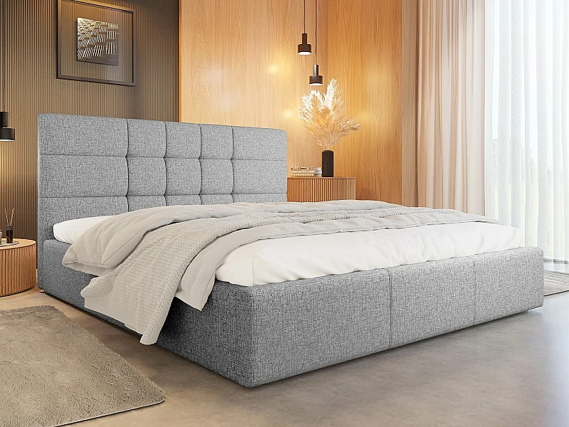 Cama ComfiDream 125, Doble, Gris, 180x200, Tapiz, Somieres, 191x212x105cm