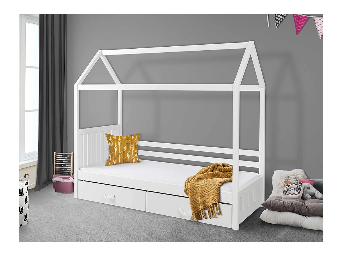 Letto Henderson 134, Singolo, Bianco, 90x200, Legno, Con, 97x210x172cm