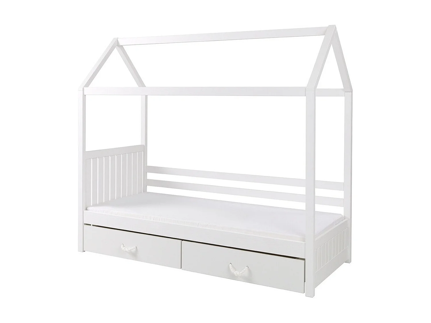 Cama Henderson 134, Solteiro, Branco, Madeira, Estrados de cama
