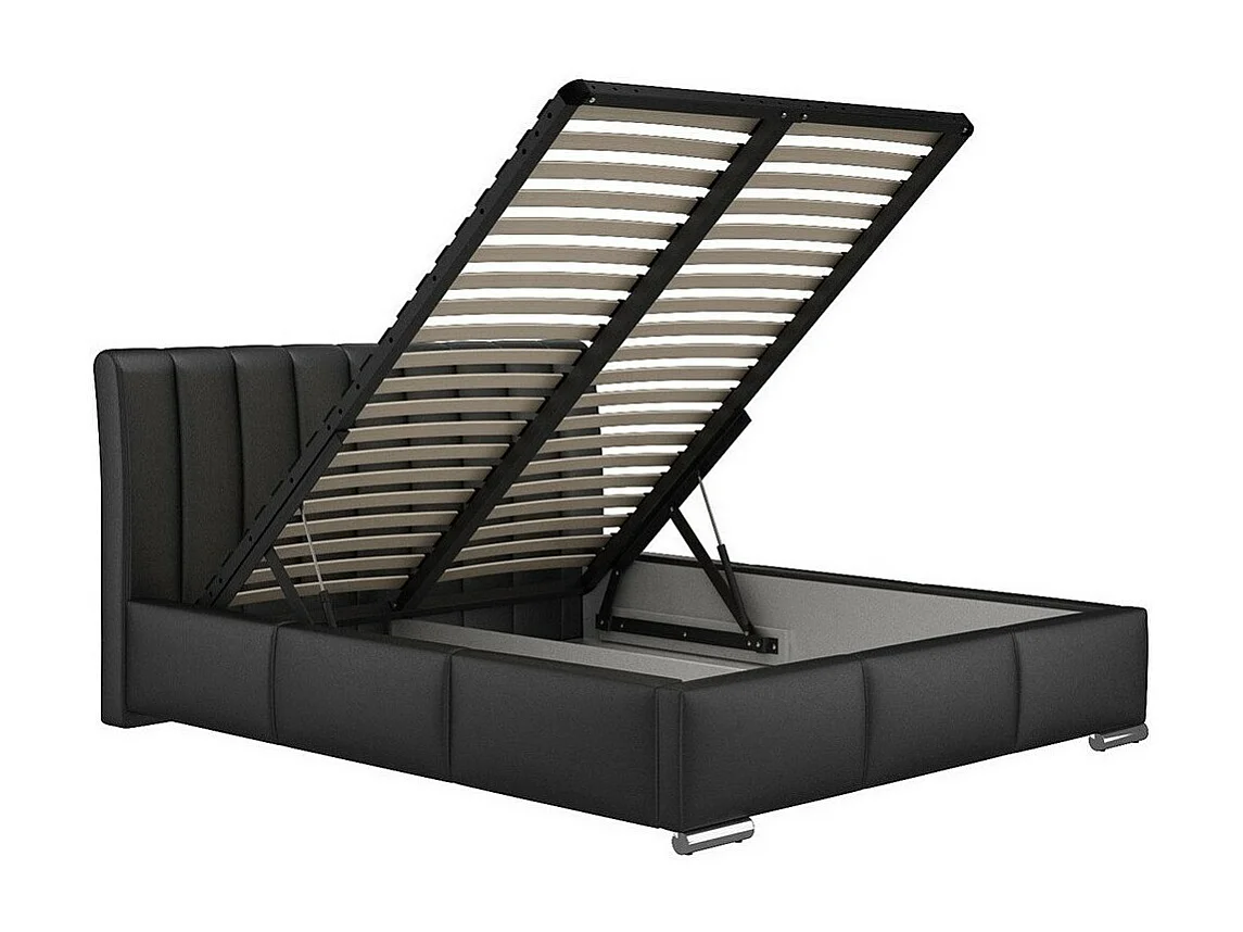 Cama Baltimore 109, Doble, Blanco, 140x200, Cuero ecológico, Somieres, 160x227x103cm