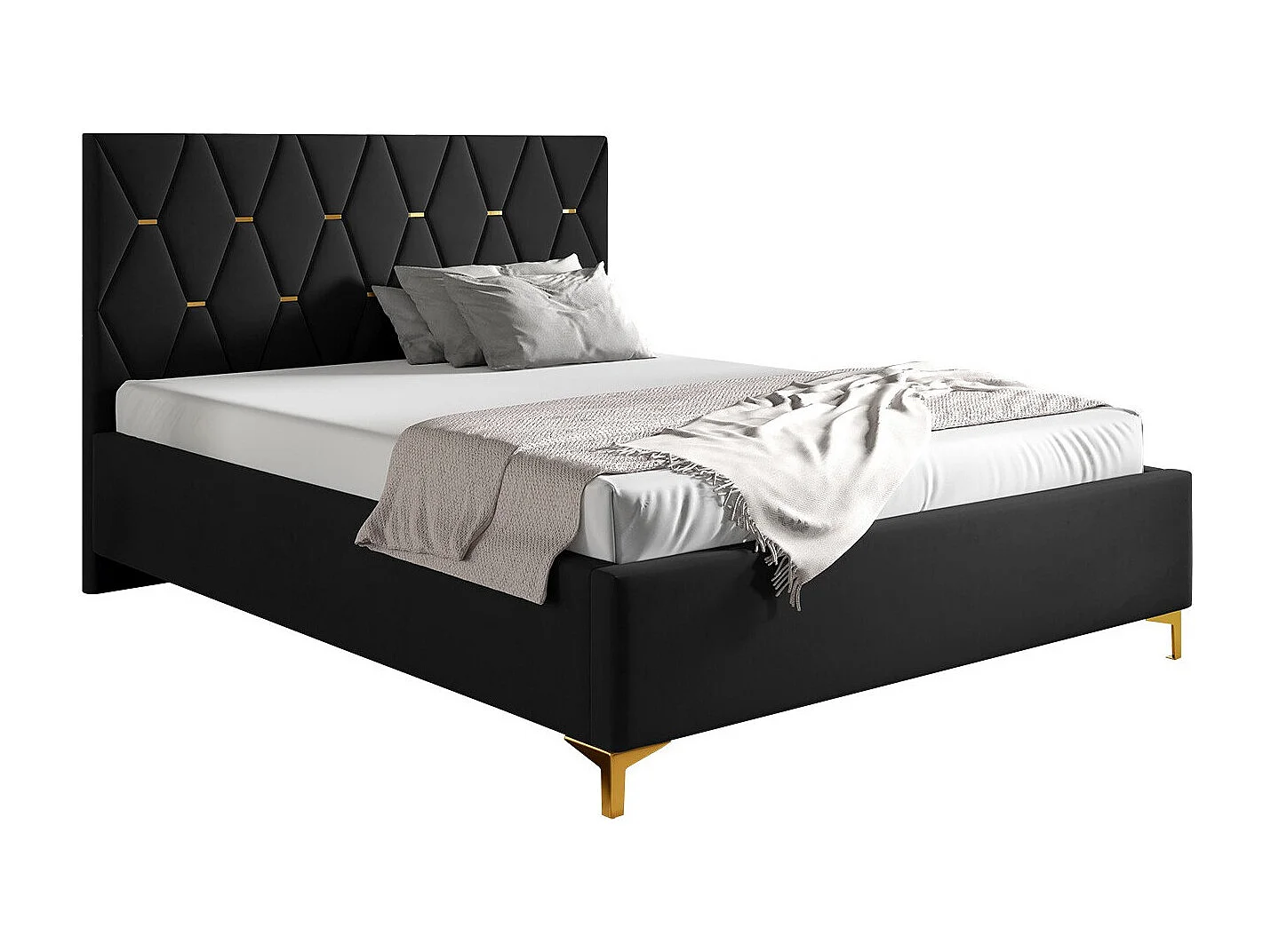 Cama Baltimore 192, Doble, Negro, 160x200, Tapiz, Somieres, 178x222x122cm