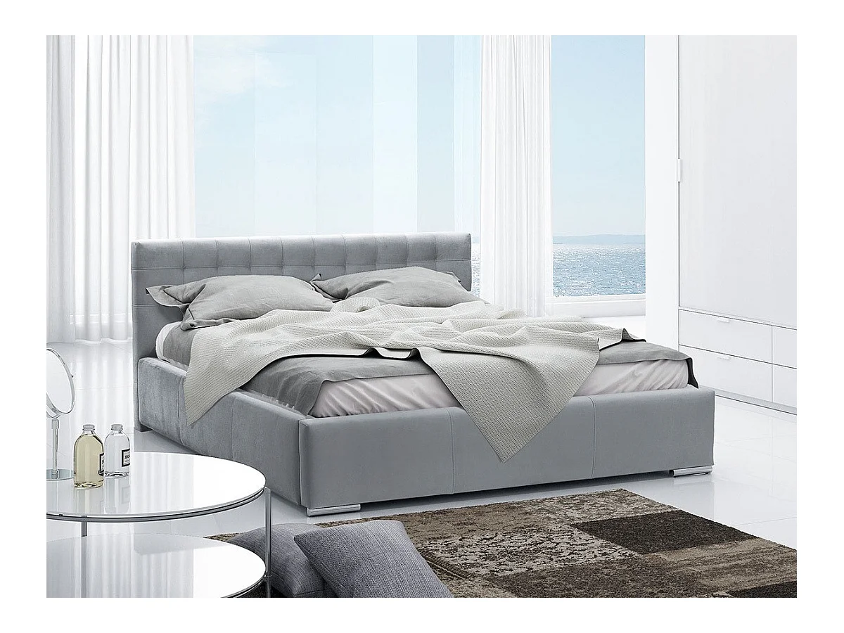 Cama Baltimore 106, Doble, Gris, 180x200, Tapiz, Somieres, 198x222x92cm