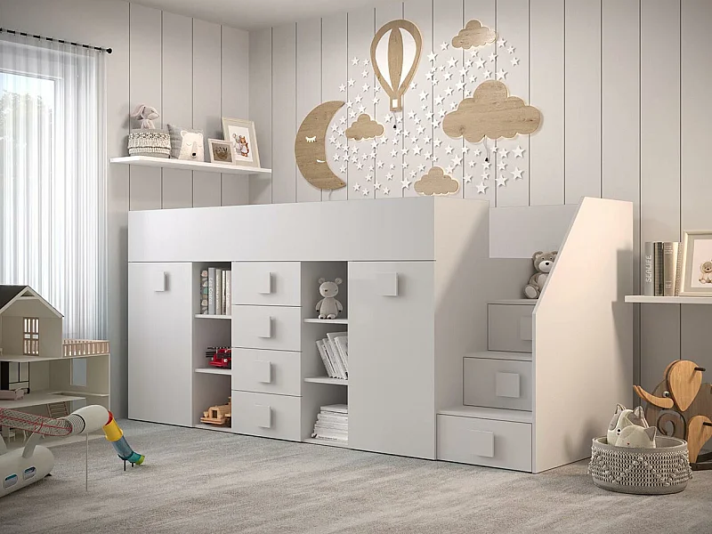 Litera Hartford 366, Individuales, Blanco, 90x200, Aglomerado laminado, Somieres, 94cm