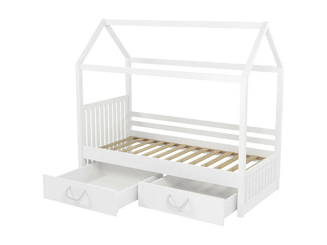 Lit Henderson 134, Unique, Blanc, 80x180, Bois, Disponible, 87x190x172cm