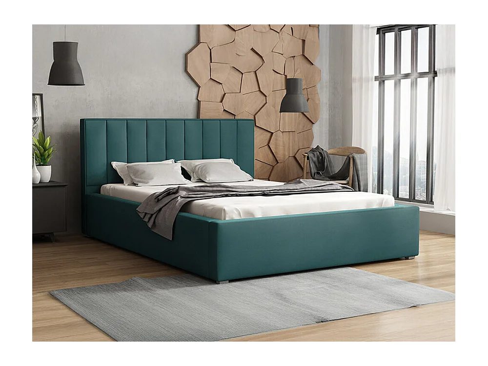 Letto Pomona 111, Doppio, Turchese, 140x200, Arazzo, Con, 160x223x93cm
