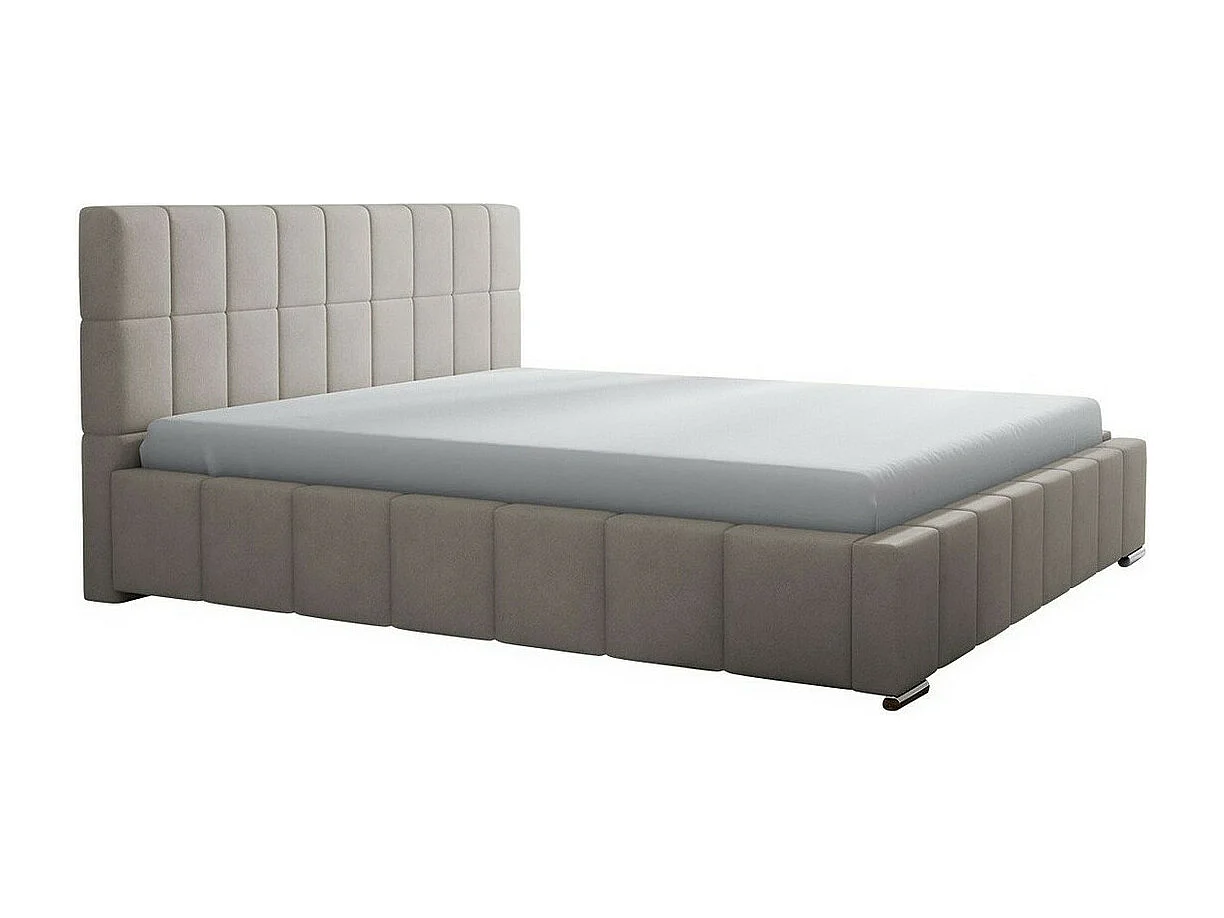 Lit Baltimore 120, Double, Brun clair, 180x200, Tissu, Disponible, 198x222x92cm