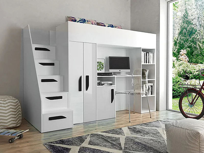 Litera Hartford 192, Individuales, Blanco, 90x200, Aglomerado laminado, Somieres, 120cm