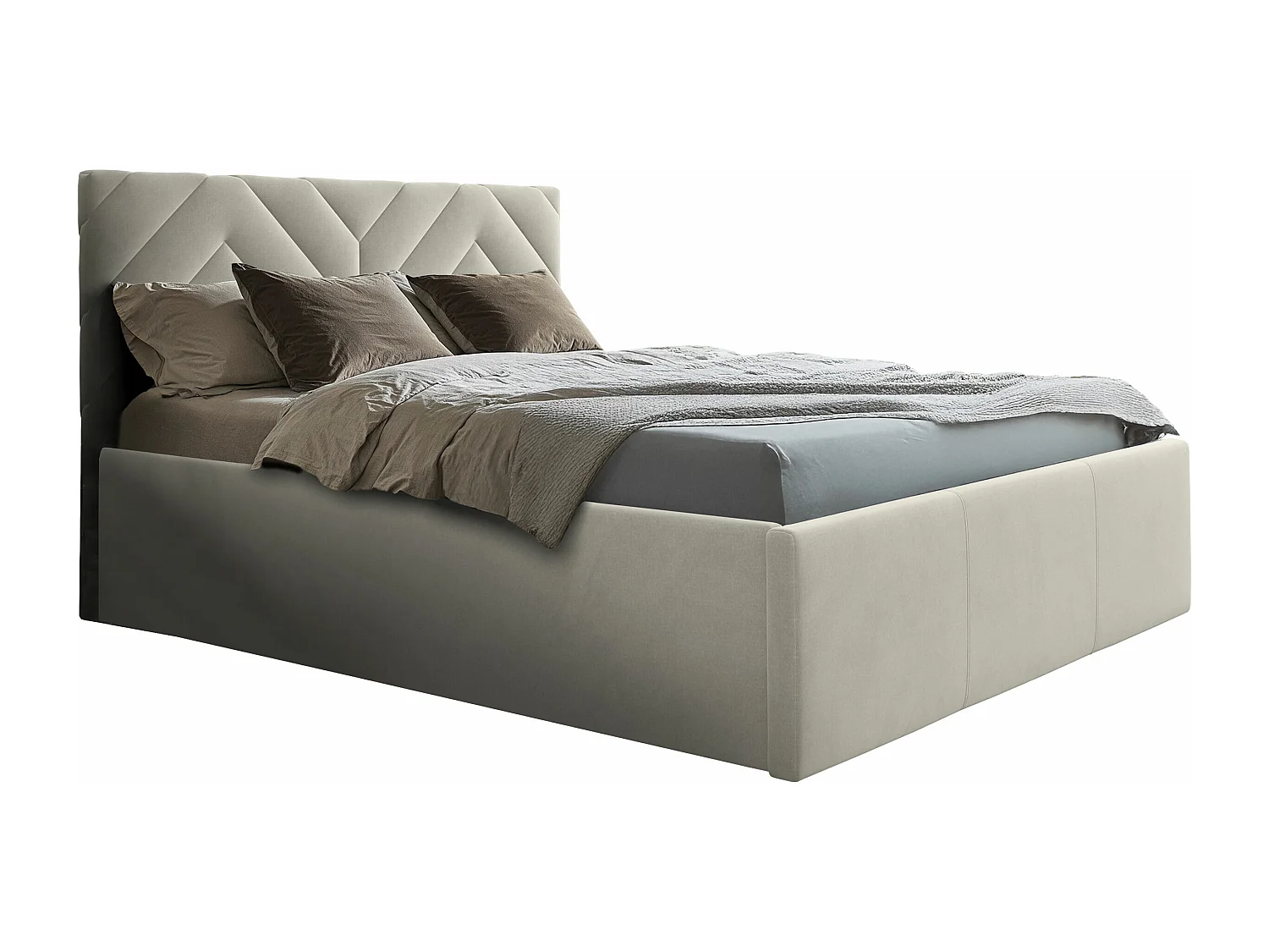 Cama ComfiDream 175, Doble, De color marrón claro, 180x200, Tapiz, Somieres, 192x219cm