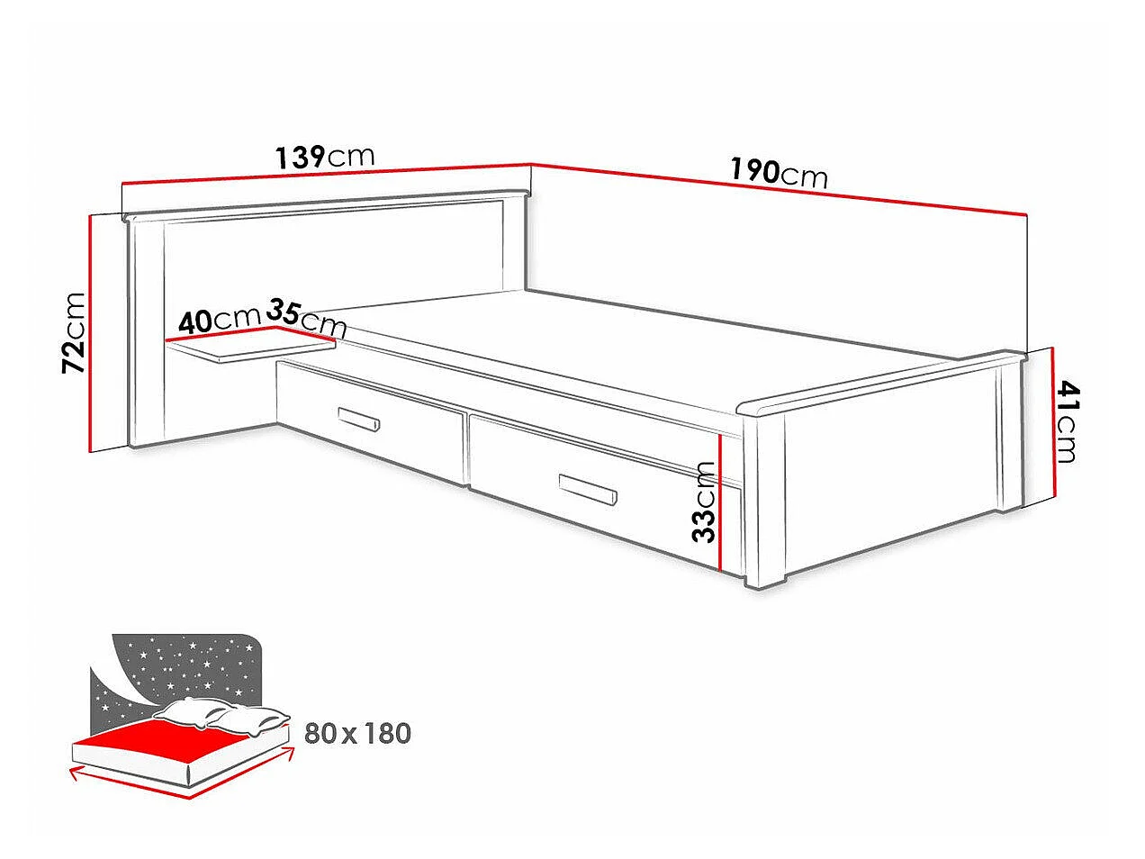 Cama Henderson 117, Individuales, Azul, Aglomerado laminado, Somieres