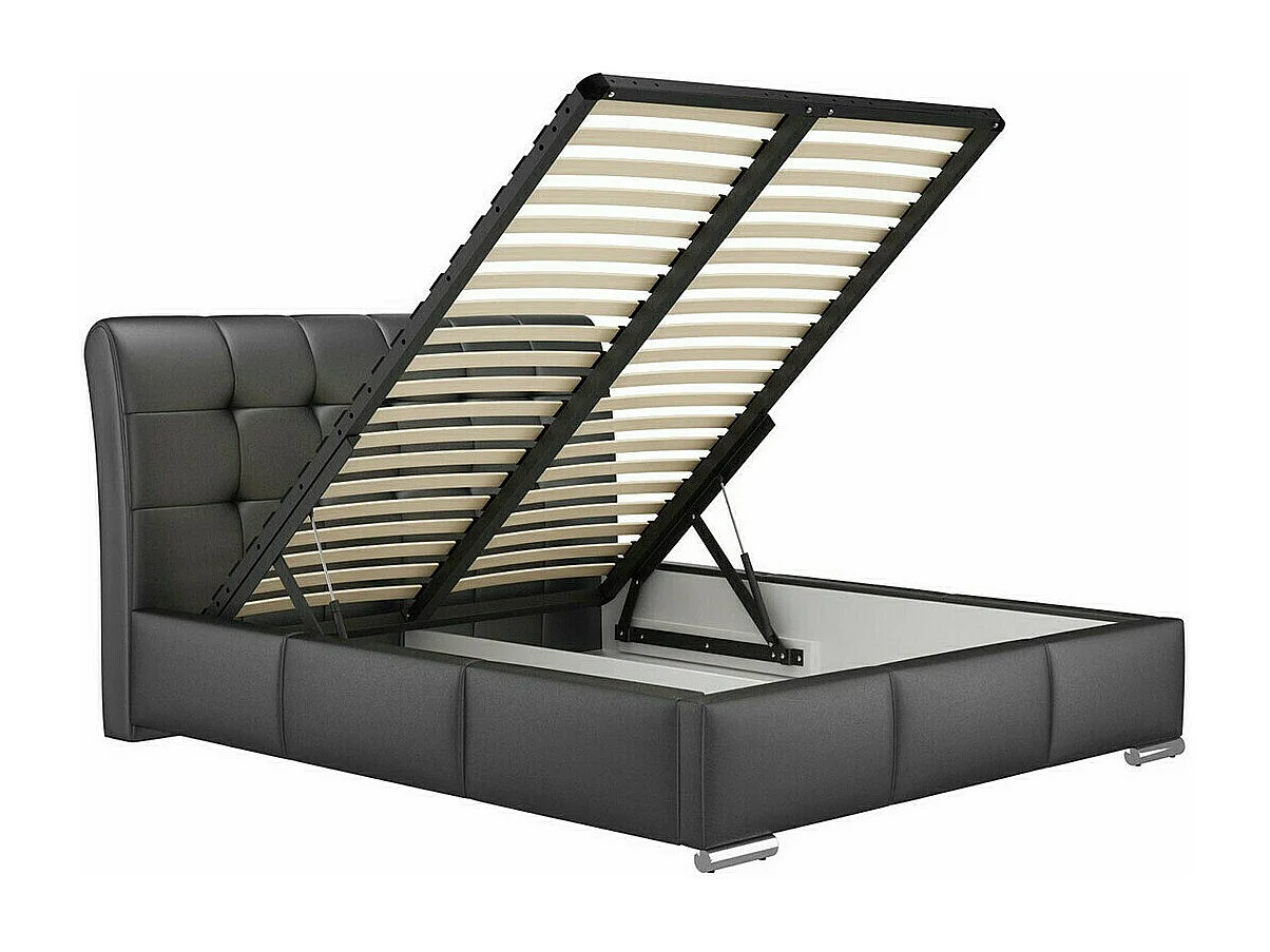 Cama Baltimore 107, Doble, Rojo, 160x200, Cuero ecológico, Somieres, 180x227x103cm