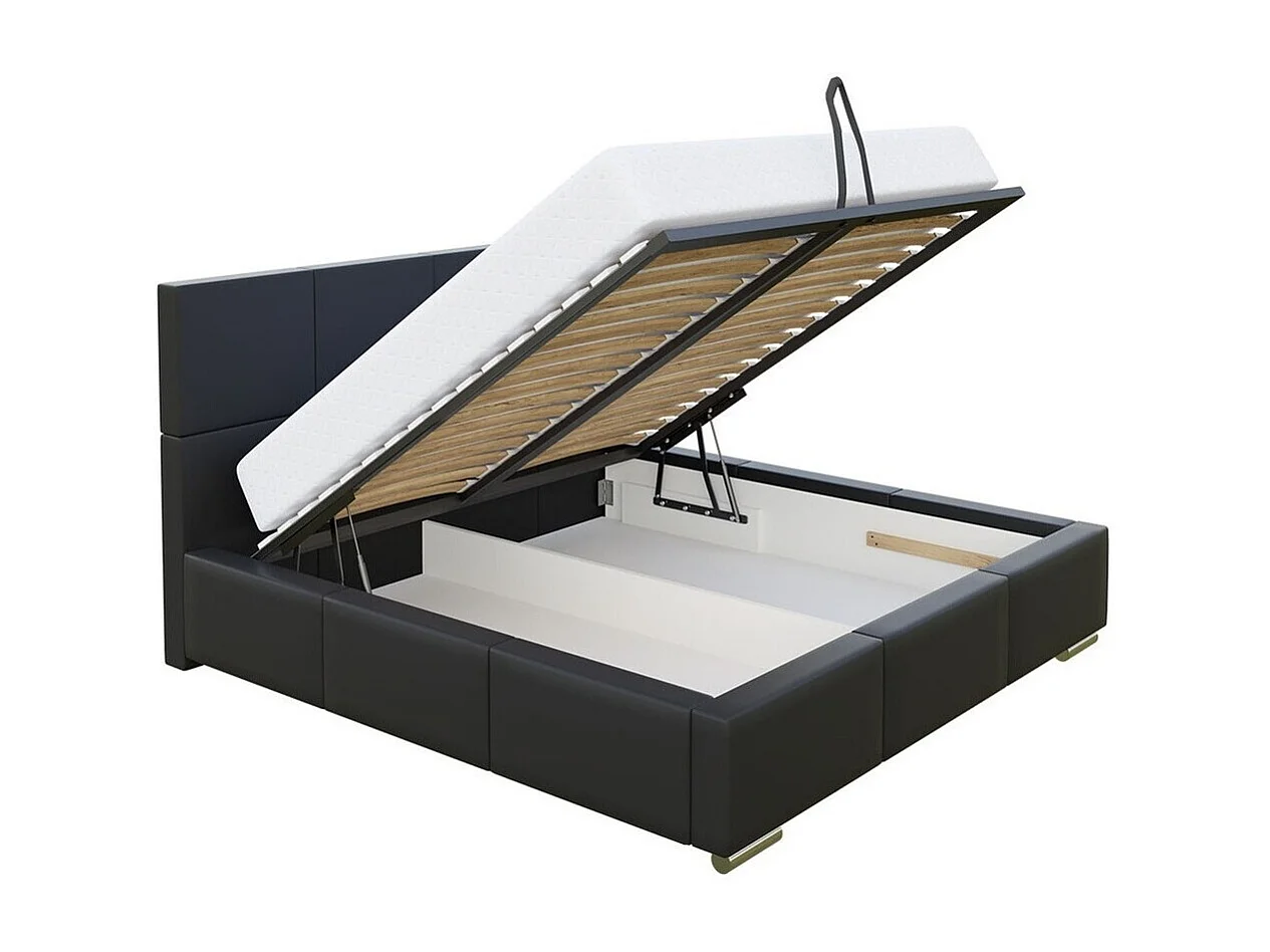 Cama Baltimore 122, Casal, Branco, Couro Ecológico, Estrados de cama