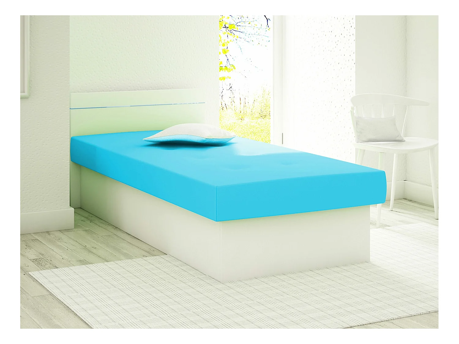 Lit Dover 101, Unique, Turquoise, 80x190, No, 80x192x68cm