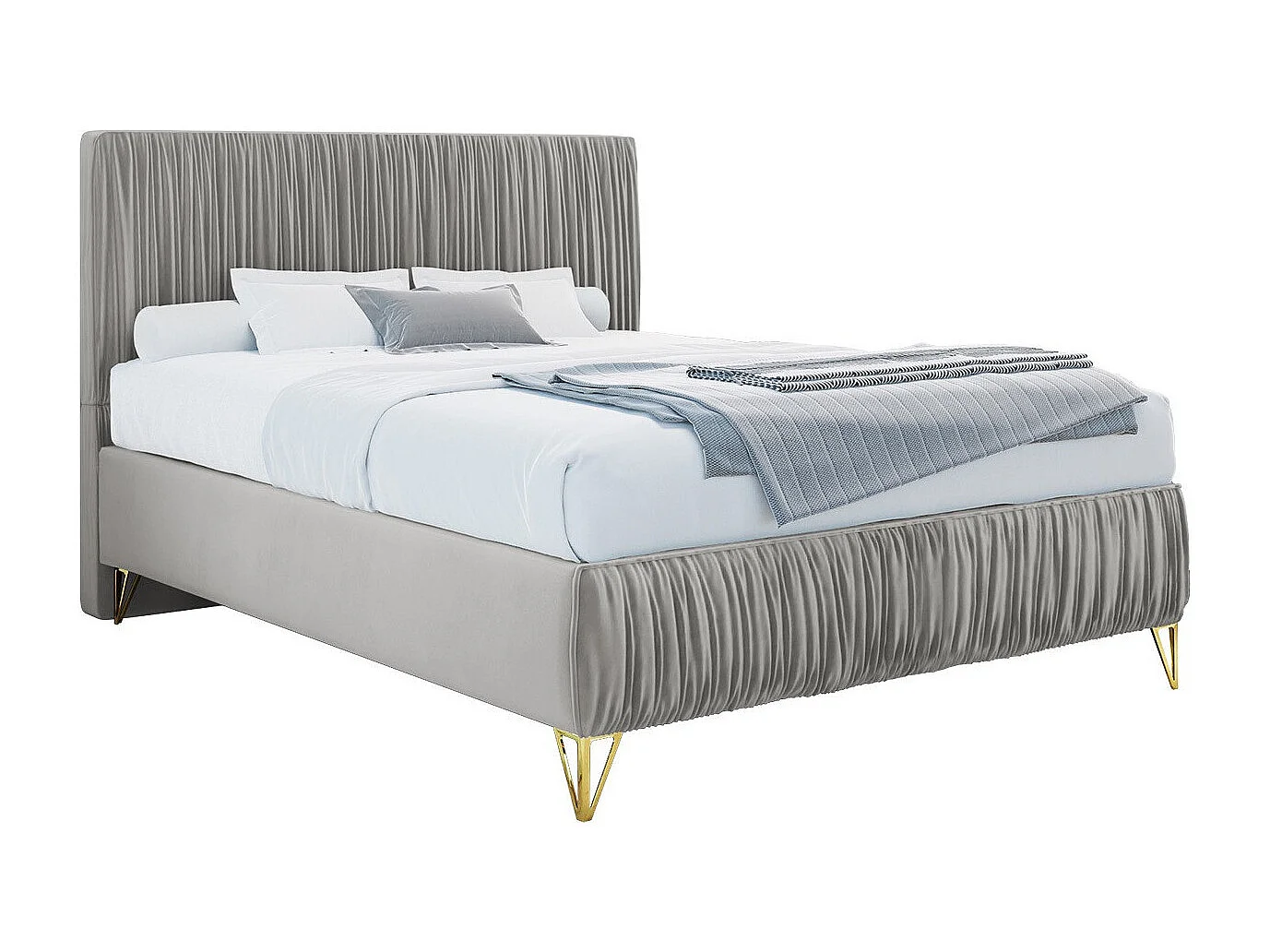 Cama continental Logan 112, Doble, Gris, 140x200, Tapiz, Somieres, 140x209x120cm