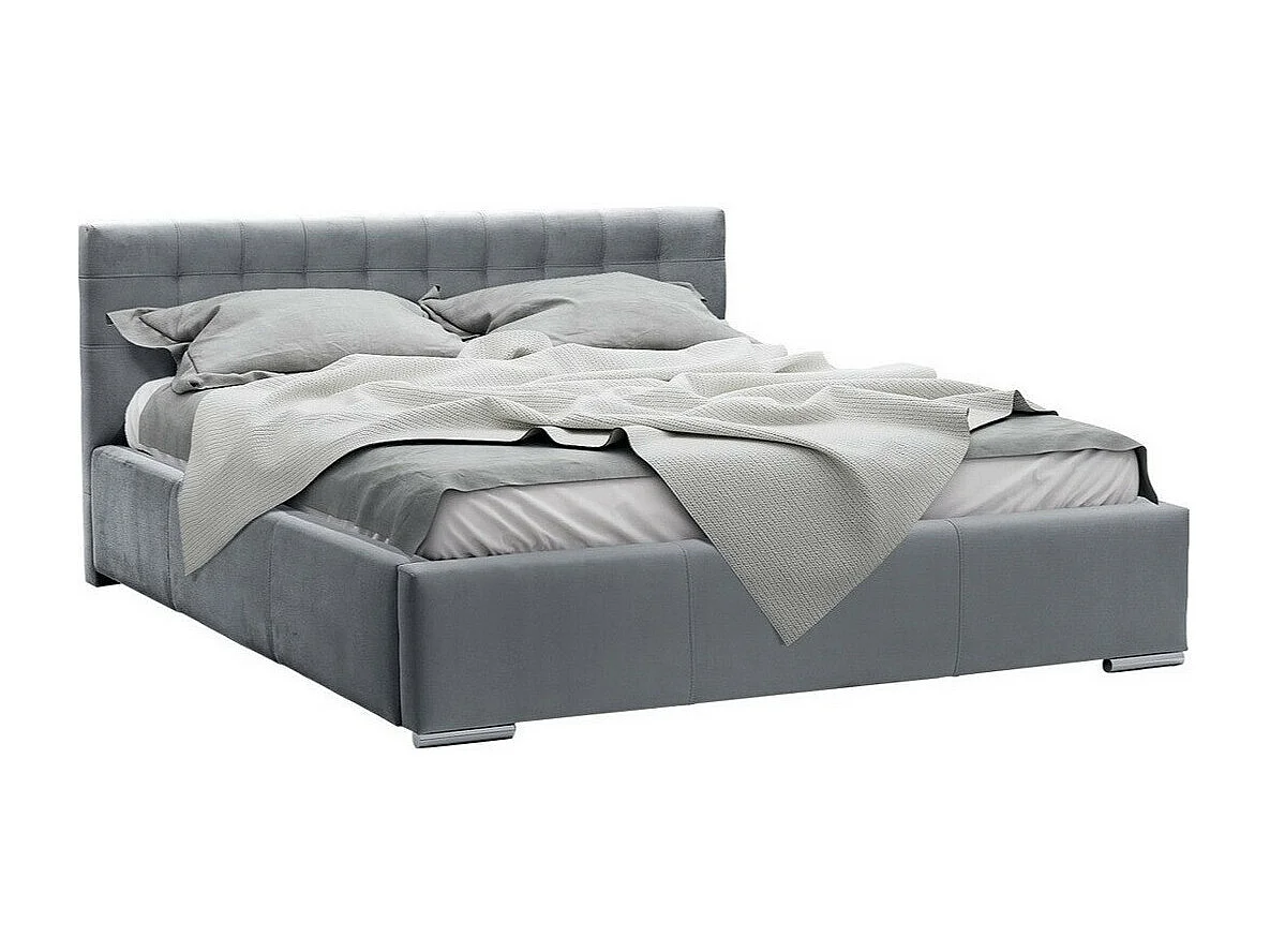 Cama Baltimore 106, Doble, Gris, 160x200, Tapiz, Somieres, 178x222x92cm