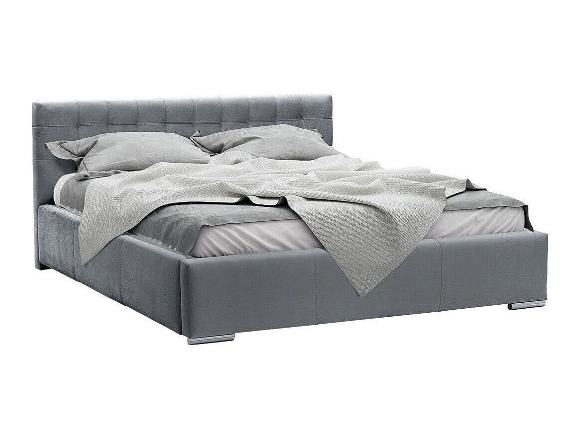 Lit Portus, Double, Gris clair, Tissu, Disponible, 18x22x9cm