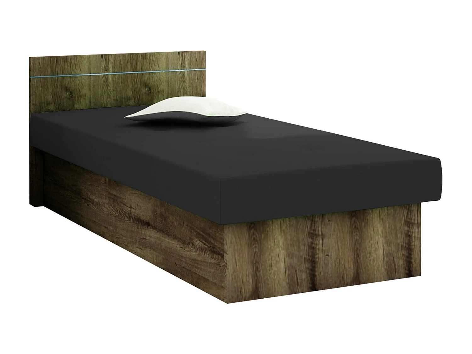 Lit Dover 101, Unique, Noir, 80x190, 80x192x68cm