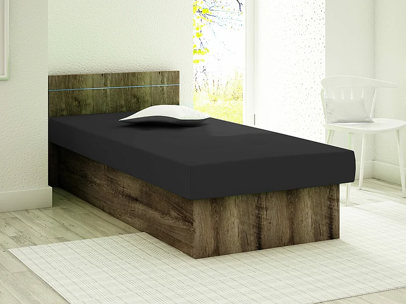 Letto Dover 101, Singolo, Nero, 80x190, 80x192x68cm
