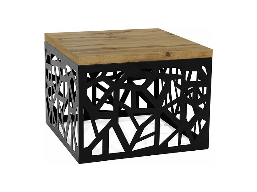 Table d'appoint Germantown 102, Noir mat|Chêne, 45x60x60cm, Stratifié, D'angle