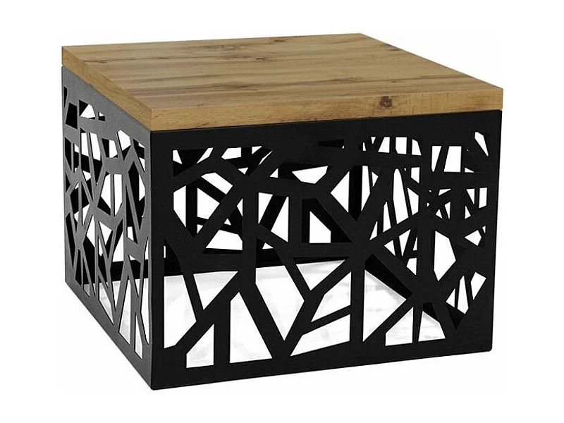 Table d'appoint Germantown 102, Noir mat|Chêne, 45x60x60cm, Stratifié, D'angle