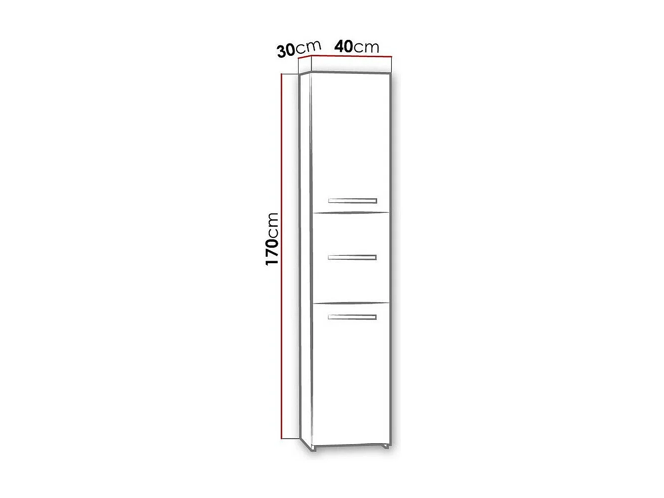 Armoire de bain indépendante Comfivo 188, Blanc, À poser, Le nombre de portes: 3, 170cm
