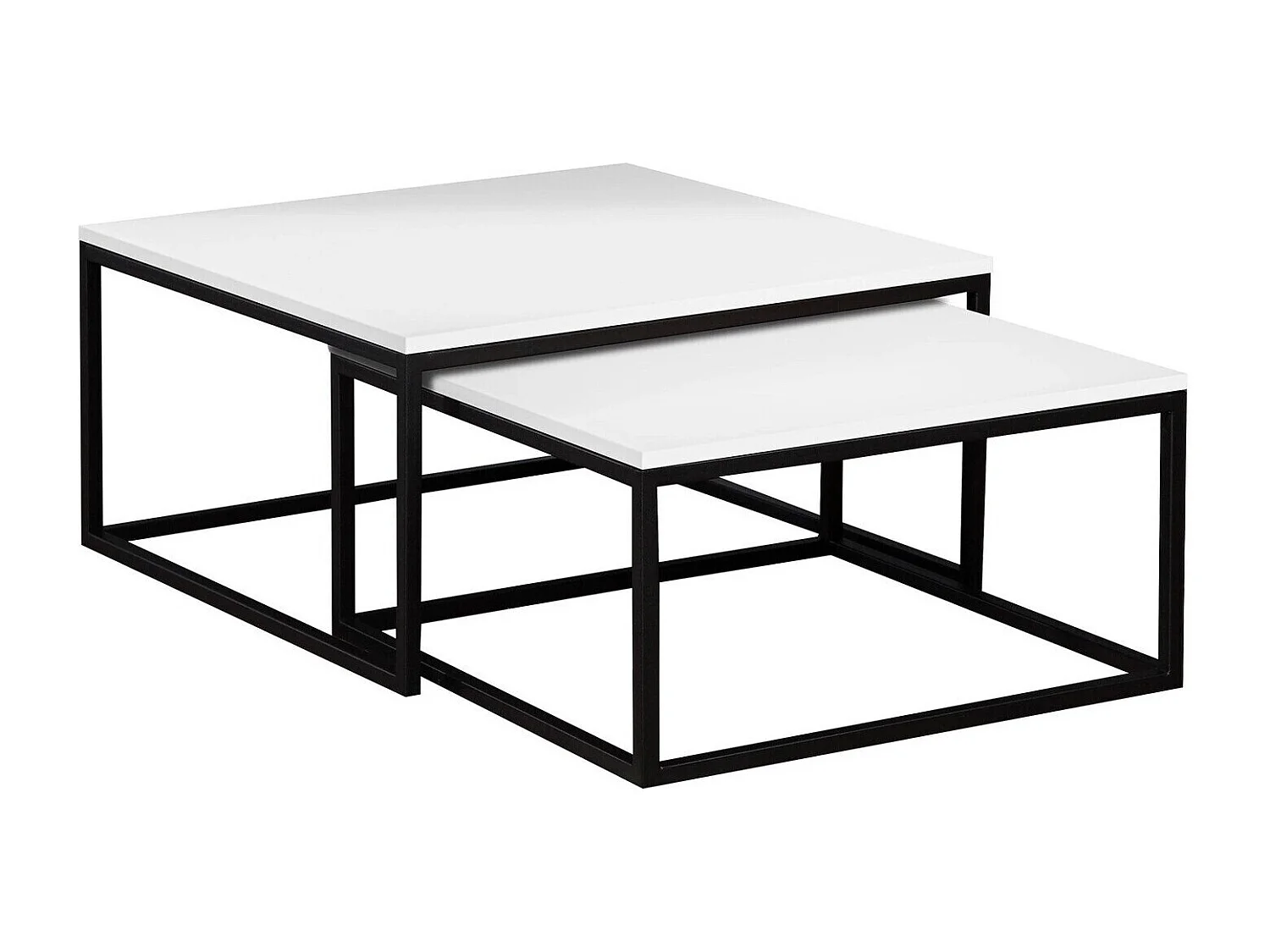 Conjunto mesa de centro Oswego 101, Blanco|Negro, 39x76x76cm, Aglomerado laminado