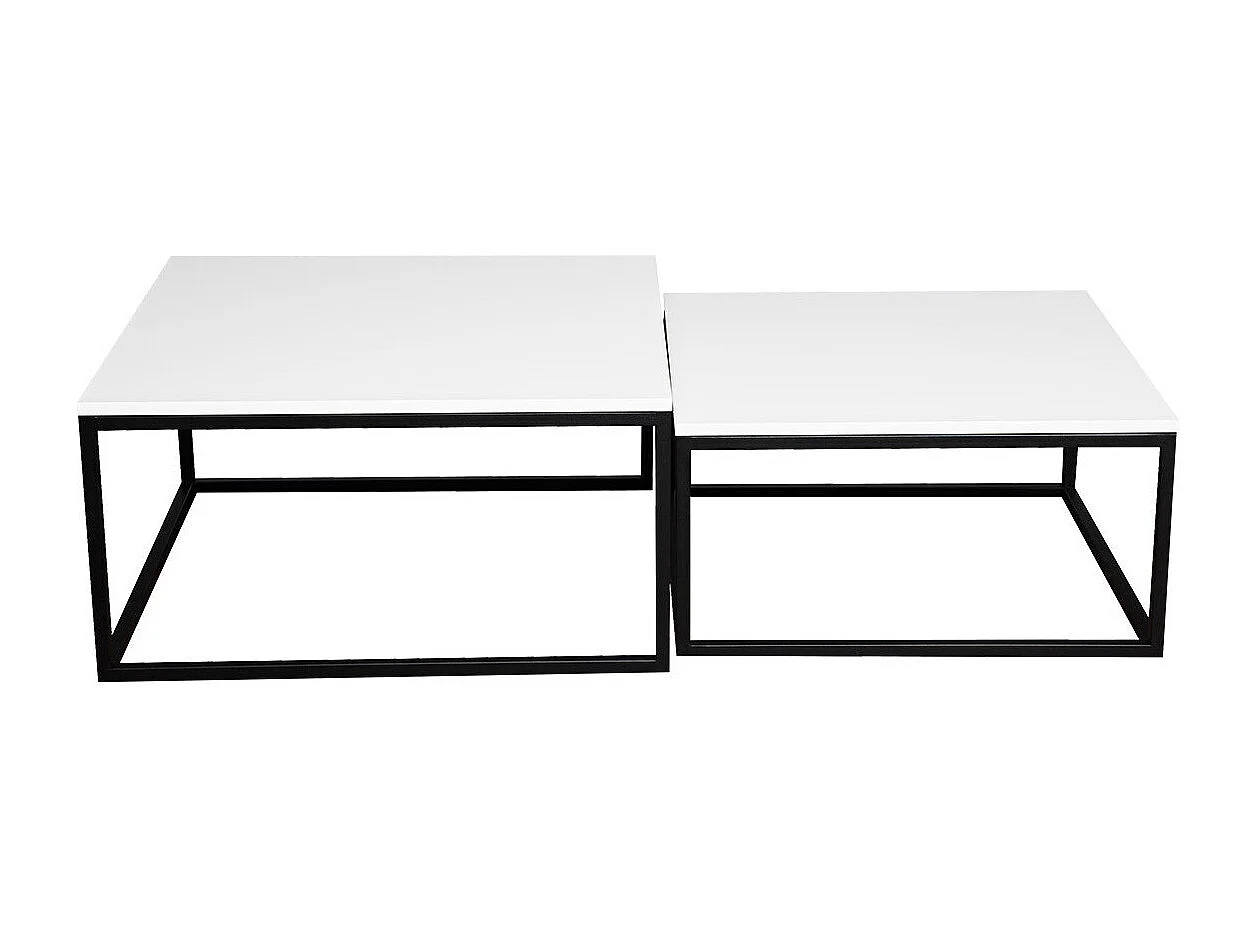 Conjunto mesa de centro Oswego 101, Blanco|Negro, 39x76x76cm, Aglomerado laminado