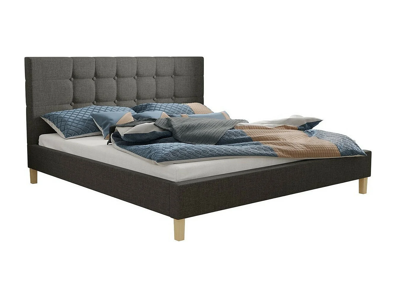 Cama ComfiDream 109, Doble, Gris, 140x200, Tapiz, Somieres, 147x215x100cm