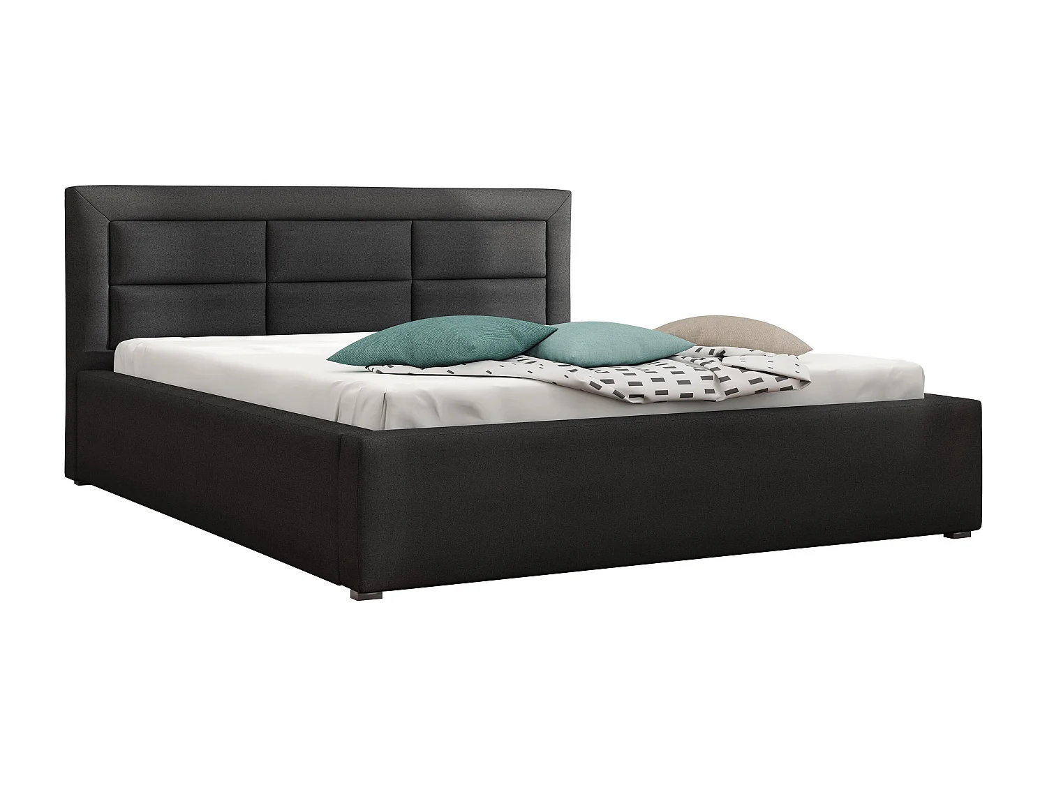 Cama Pomona 103, Doble, Gris, 140x200, Tapiz, Somieres, 160x223x93cm