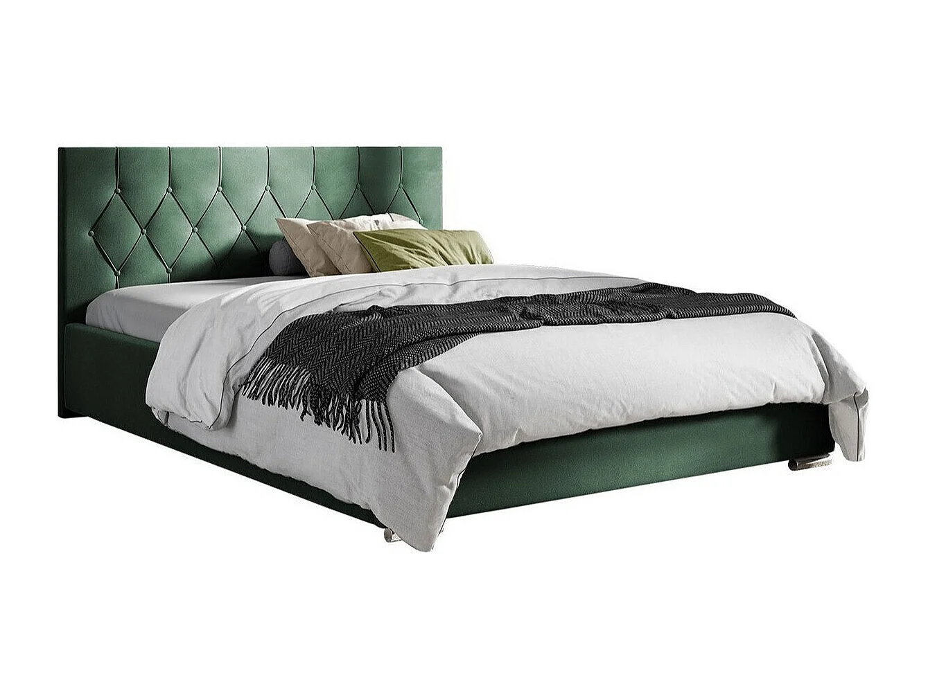 Cama Baltimore 160, Individuales, Verde, 120x200, Tapiz, Somieres, 138x222x92cm