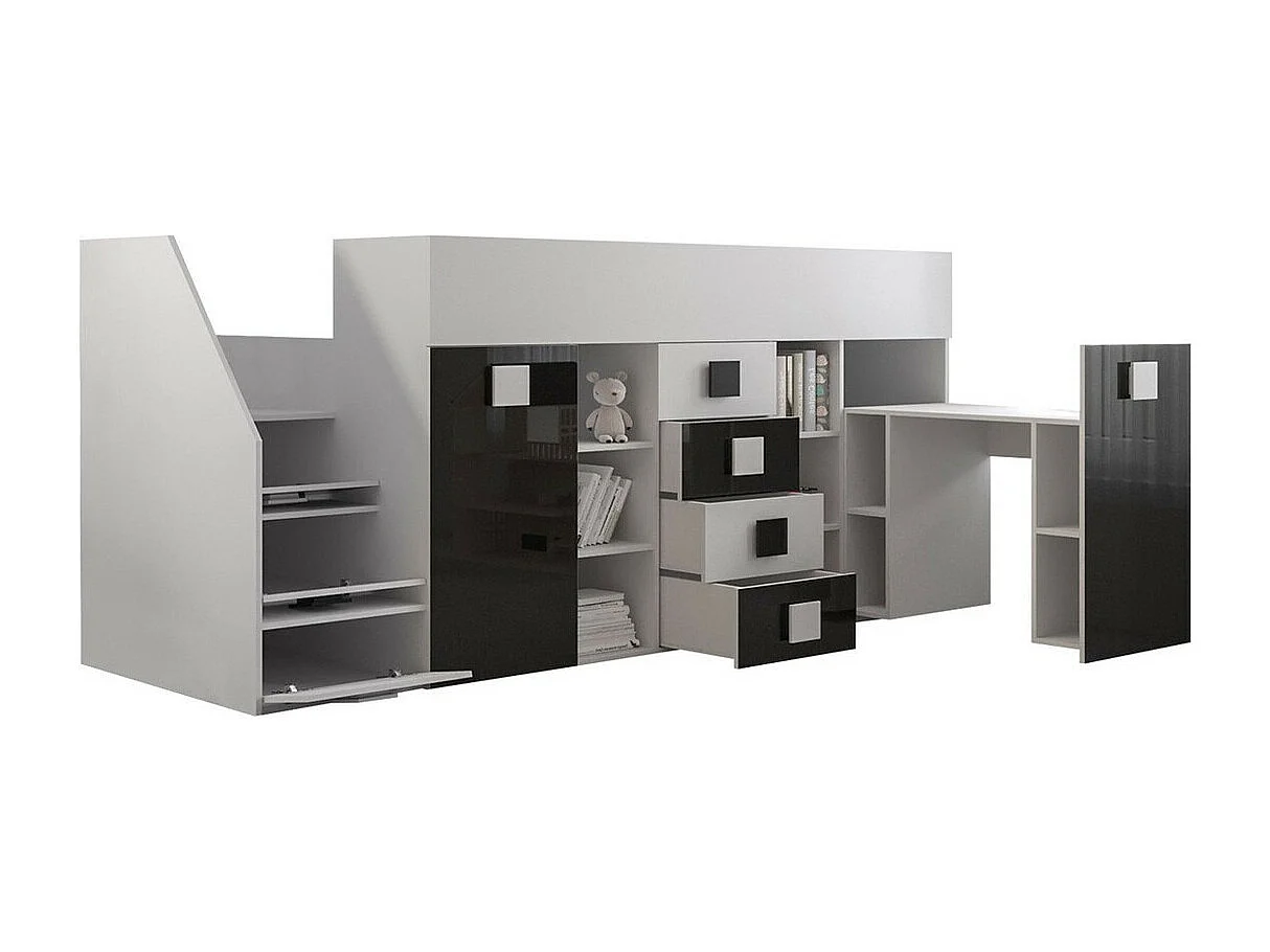 Cama alta Hartford 366, Individual, Cinzento, Estrados de cama