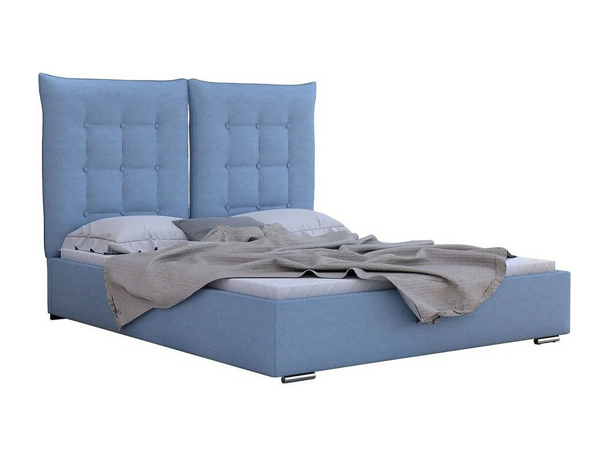 Lit Florence 104, Double, Bleu, 160x200, Tapisserie, 175x214x128cm