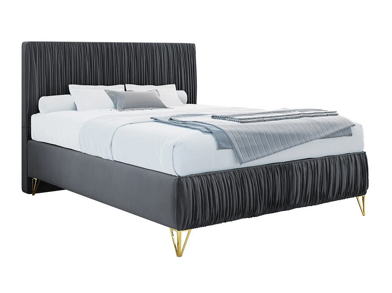 Cama Logan 112, Doble, Gris oscuro, Tapiz, Somieres, 14x21x12cm