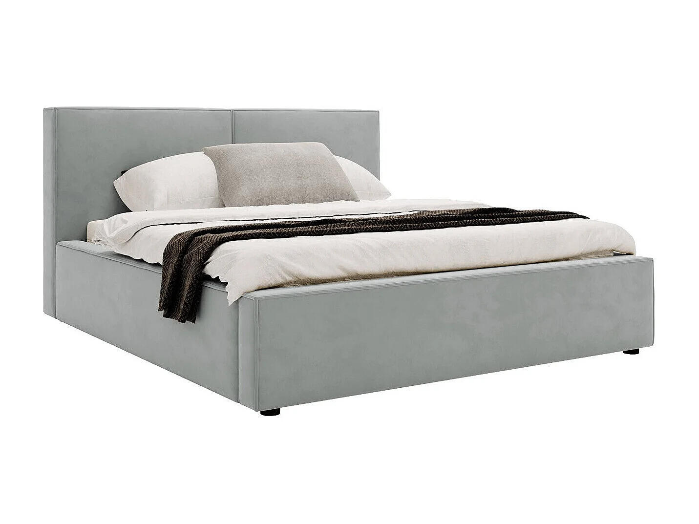 Lit TrendyNest 117, Double, Gris, 140x200, Tissu, Disponible, 160x223x98cm