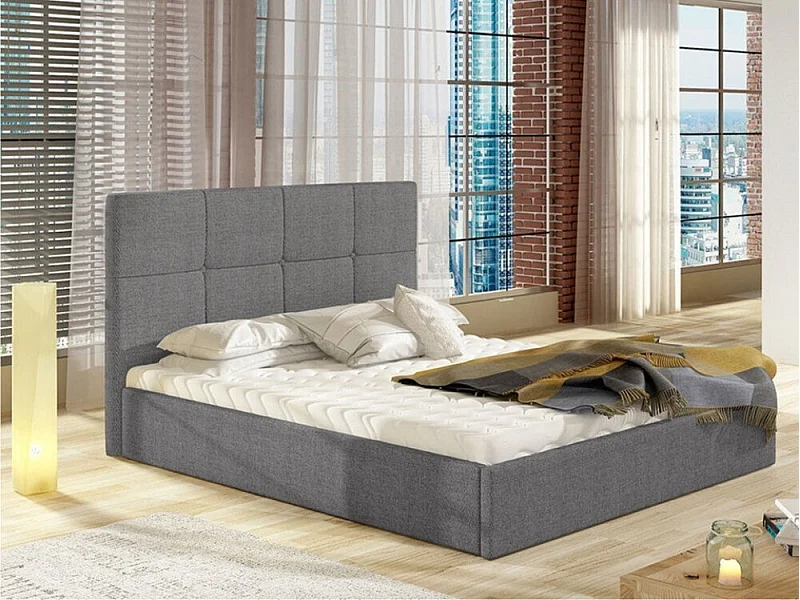 Cama ComfiDream 130, Doble, Gris, 160x200, Tapiz, Somieres, 171x213x106cm