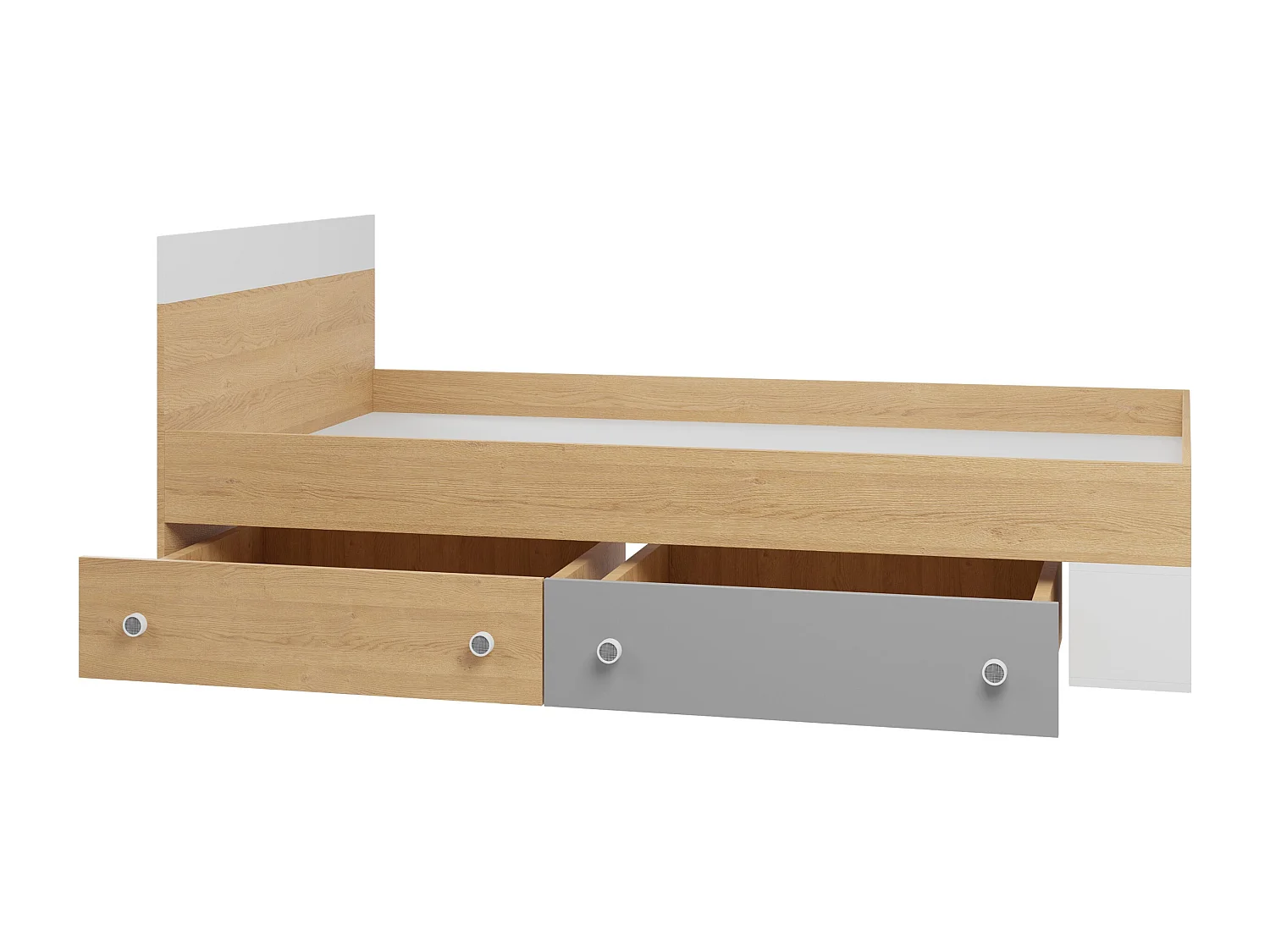 Lit Tesmonu 114, Unique, Brun clair, 120x200, Stratifié, Disponible, 124x204x80cm