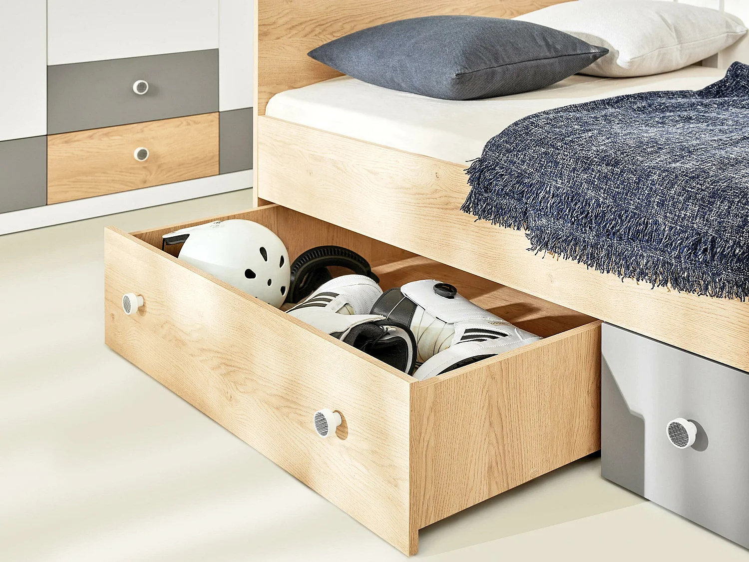 Lit Tesmonu 114, Unique, Brun clair, 120x200, Stratifié, Disponible, 124x204x80cm