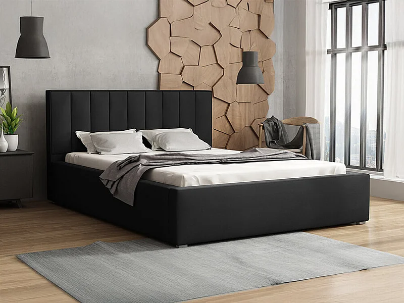 Cama Pomona 111, Individuales, Negro, 120x200, Tapiz, Somieres, 140x223x93cm