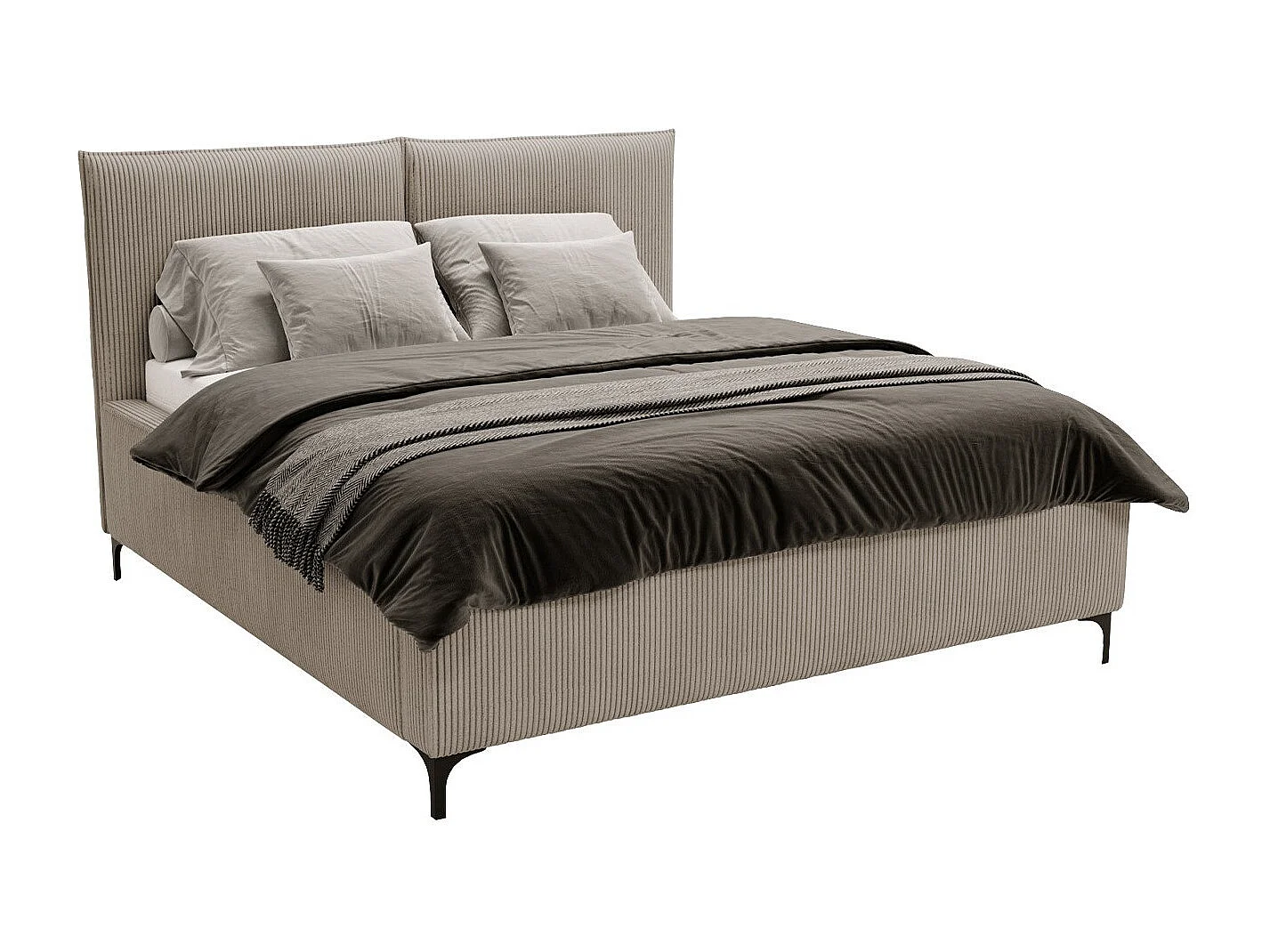 Cama Clovis 113, Doble, De color marrón claro, 200x200, Tapiz, Somieres, 220x214x108cm