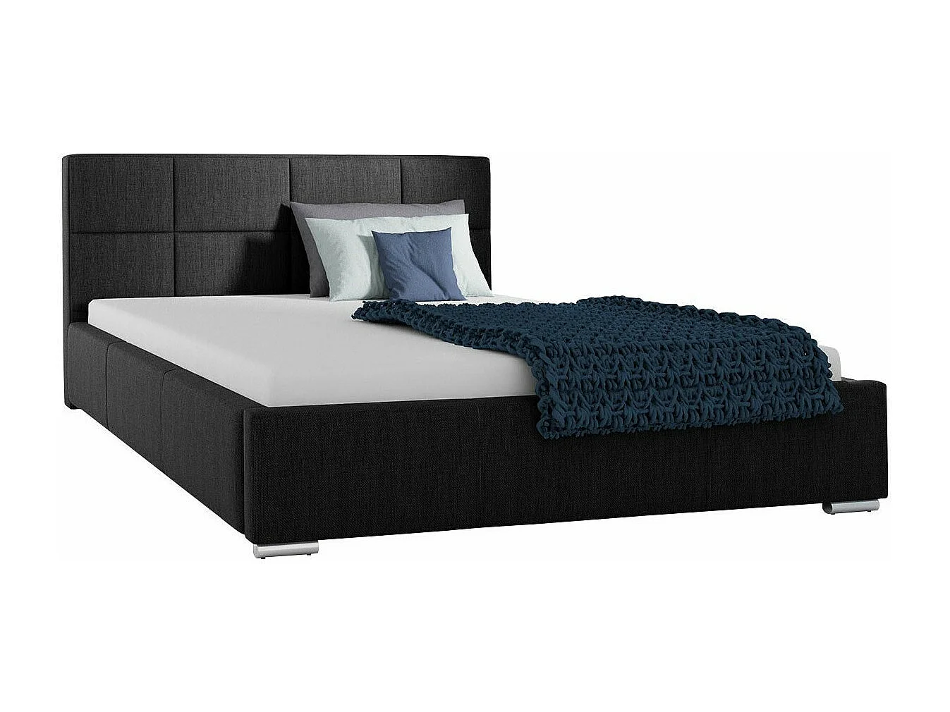 Cama Baltimore 122, Casal, Cinzento, Tecido, Estrados de cama