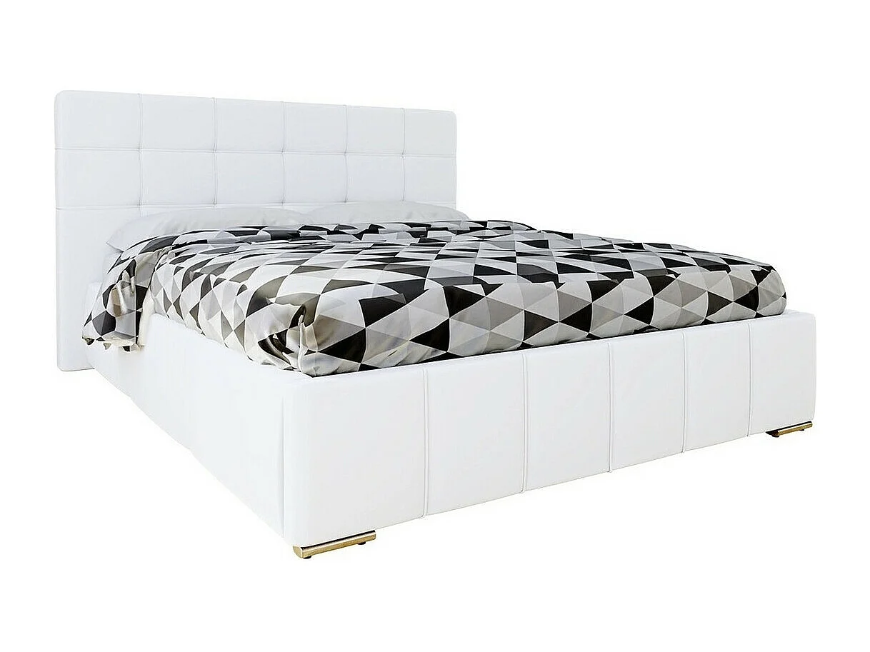 Cama Florence 101, Doble, Blanco, 160x200, Cuero ecológico, Somieres, 178x216x105cm