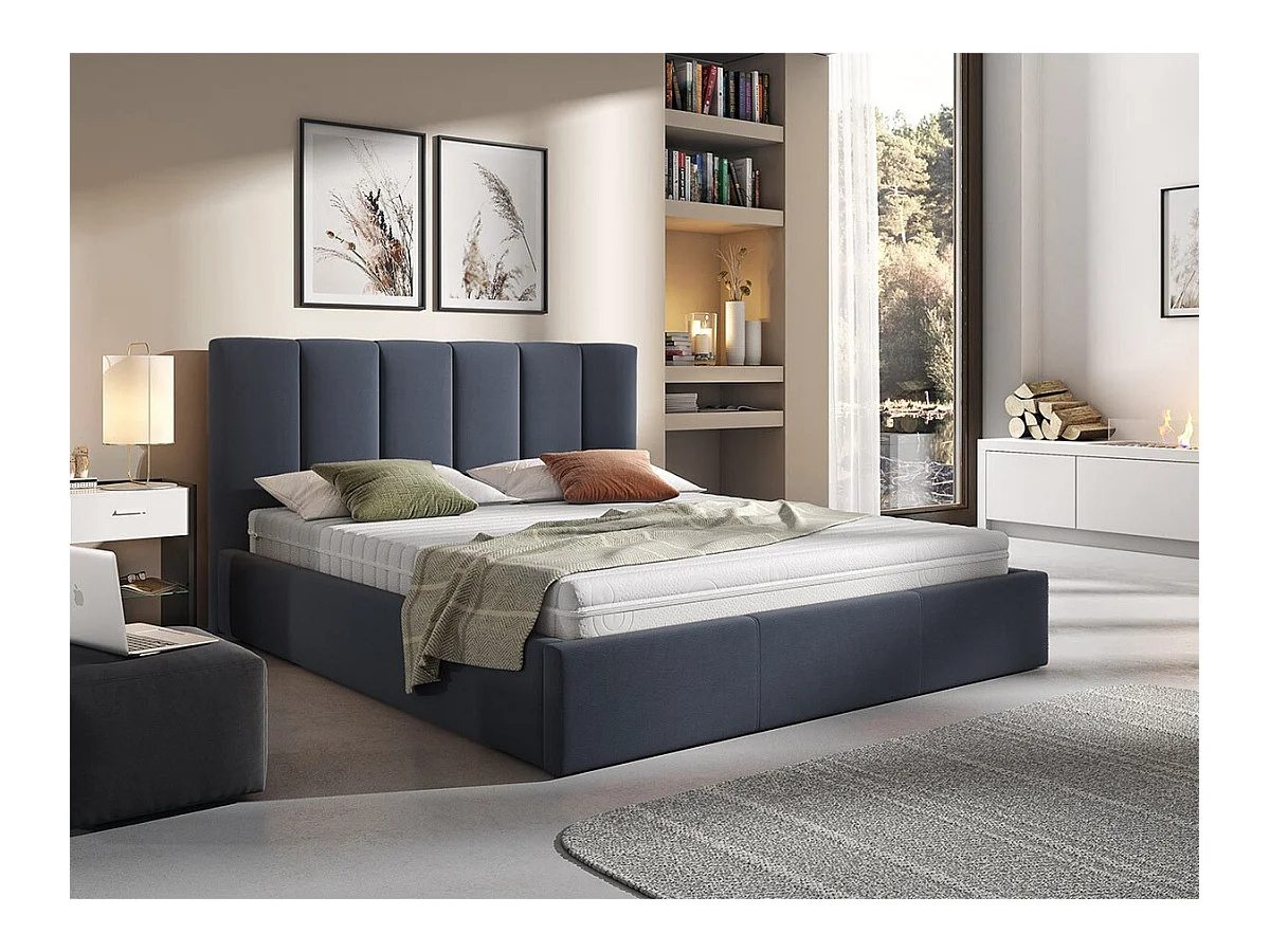 Cama ComfiDream 126, Doble, Azul, 140x200, Tapiz, Somieres, 150x213x106cm