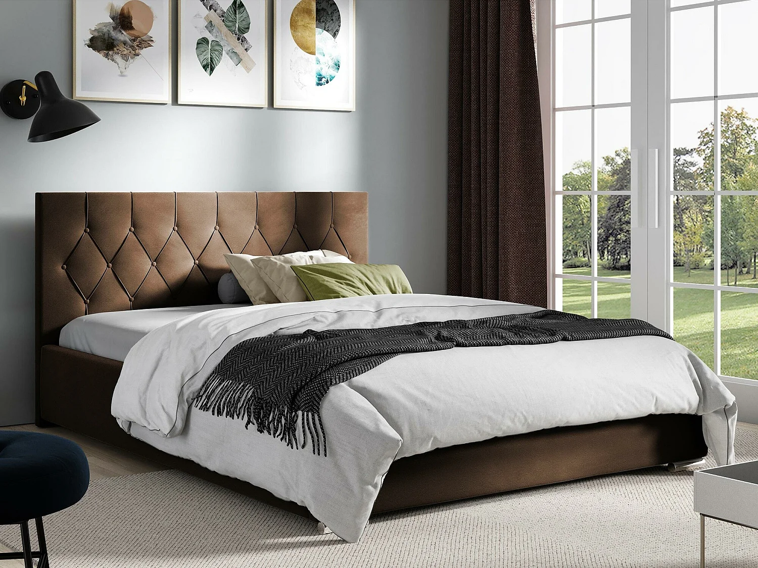 Cama Baltimore 160, Individuales, Marrón, 120x200, Tapiz, Somieres, 138x222x92cm