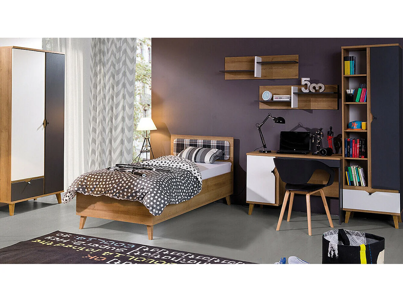 Cama Etrmoru 143, Individuales, De color marrón claro, 90x200, Aglomerado laminado, 95cm