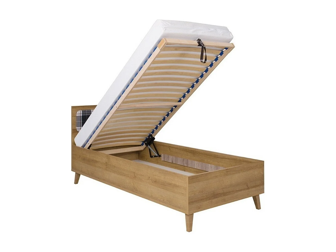 Cama Etrmoru 143, Individuales, De color marrón claro, 90x200, Aglomerado laminado, 95cm